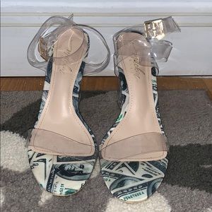 Clear strappy “money” heels